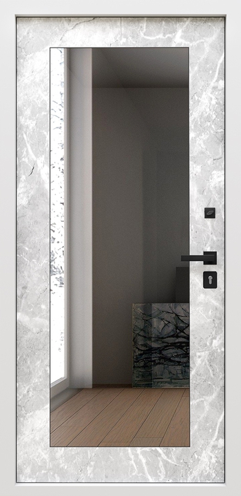 МДФ ПВХ «Белый мрамор» с зеркалом