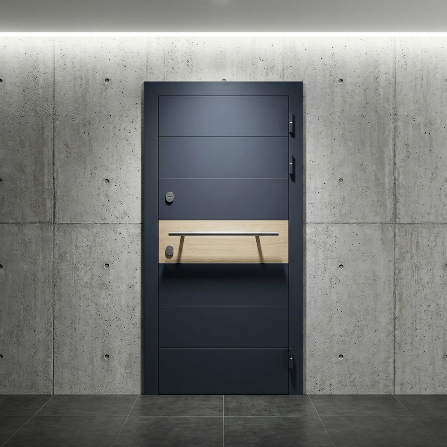 Urban Galatea RAL 5008, вставка шпон «Дуб Мортон»